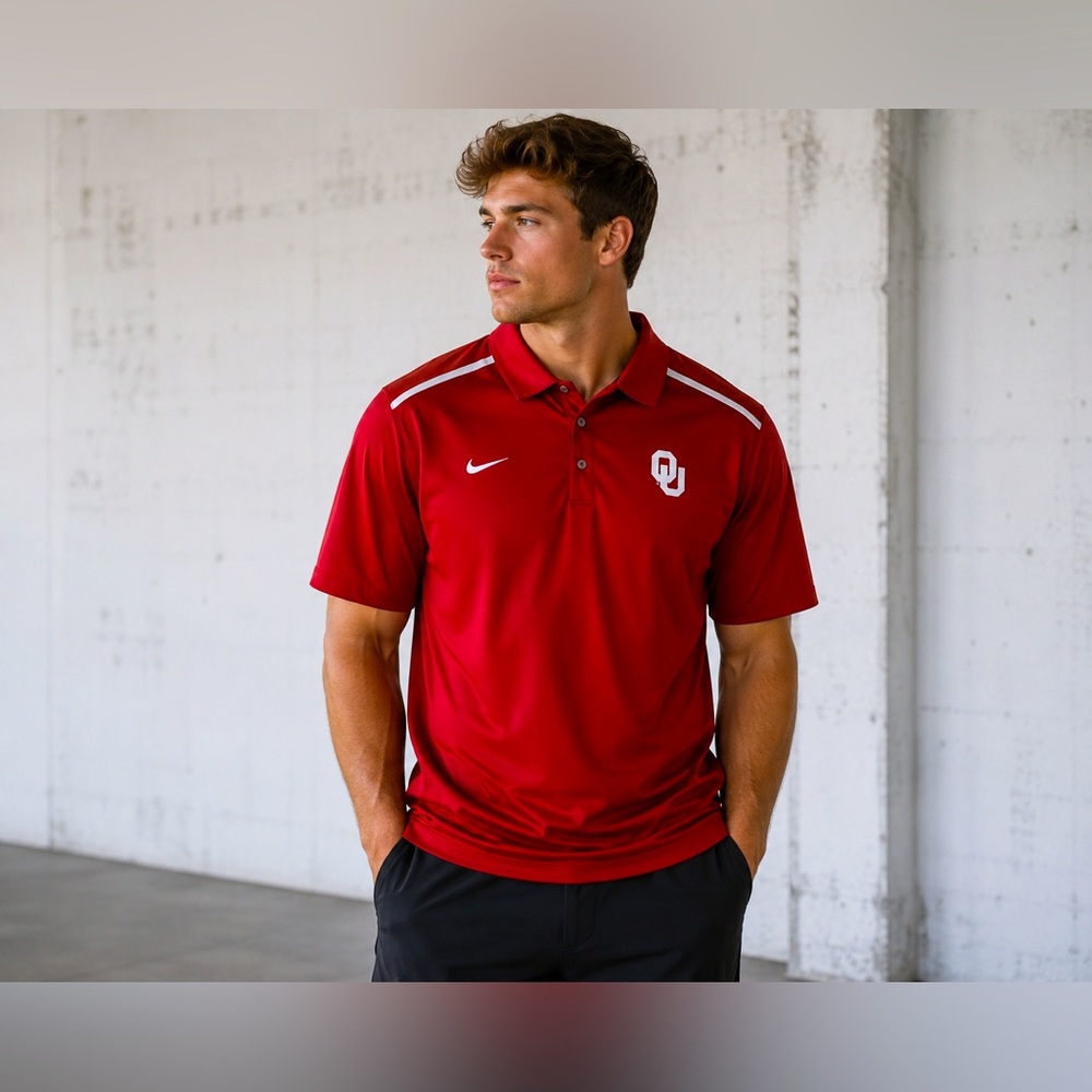 Nike Dri-FIT Oklahoma Sooners OU Polo Shirt Red 3XL Athletic Golf Performance